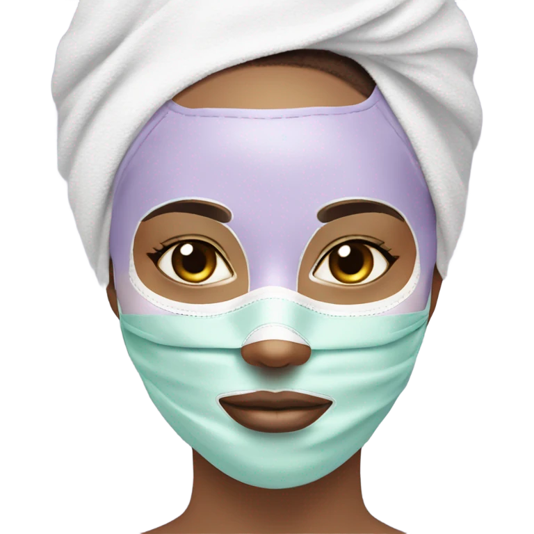 Lady with pastel Purple face mask spa beauty full face relaxing emoji