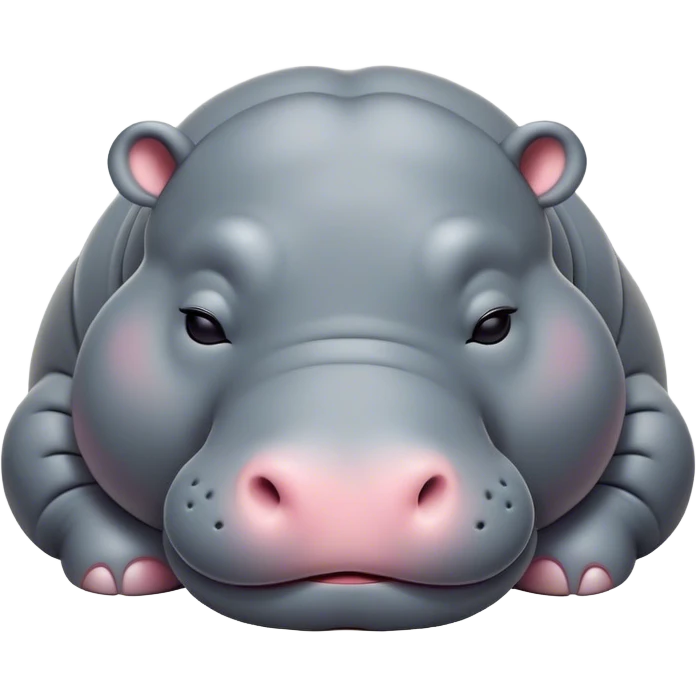 Meme-Worthy Cute Sleeping Hippo Portrait Emoji, Head resting peacefully with a contented smile, showcasing a massive, robust build and a luxuriously soft slate-gray hide, eyes shut in a serene, restful nap, Simplified yet hilariously adorable features, highly detailed, glowing with a soft, drowsy light, high shine, relaxed and utterly lovable, stylized with an air of playful laziness, bright and heartwarming, soft glowing outline, capturing the essence of a comically sleepy hippo, so meme-worthy it feels like it could instantly become the next viral sensation of adorable slumber! emoji