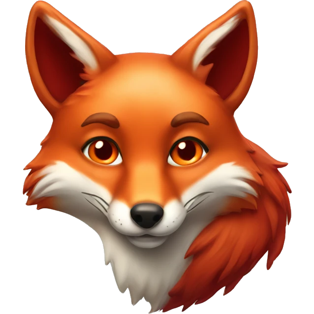 deep lush red fox face with tiny red heart instead of eyes emoji