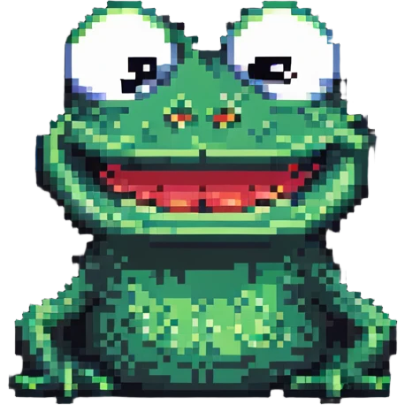 pepe the frog with a zany grin emoji