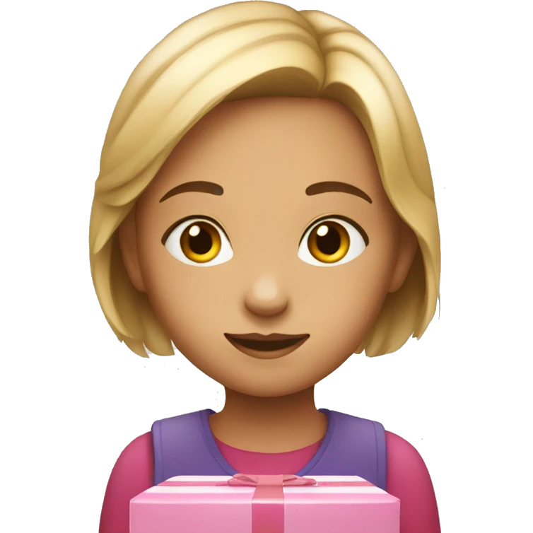 Young girl with present emoji