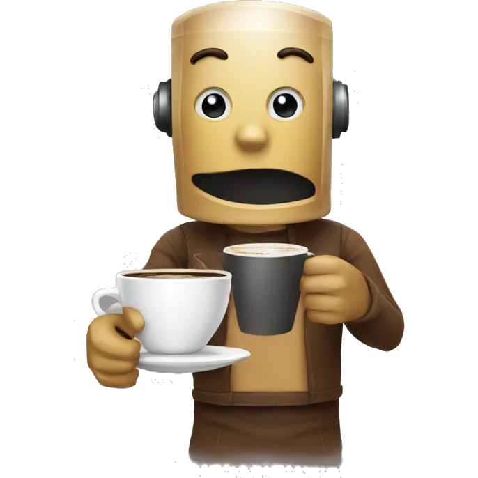 A bot make coffee emoji
