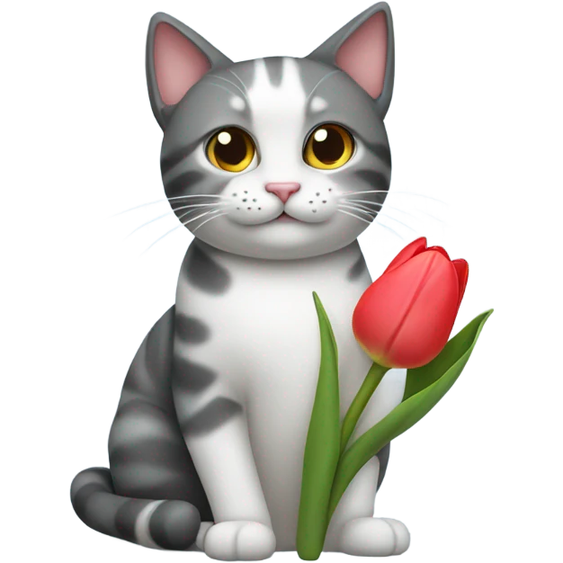 Cat holding a tulip emoji
