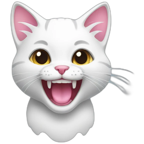 A kitten with pink teeth and an open mouth emoji
