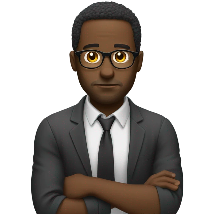 A black man in deep thought scratching his beard with glasses thinking. emoji
