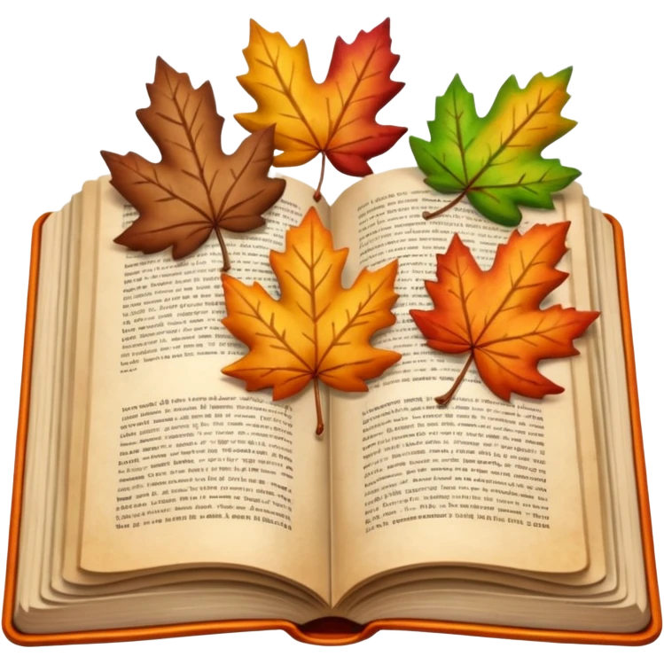 autumn open book with leaves on it emoji