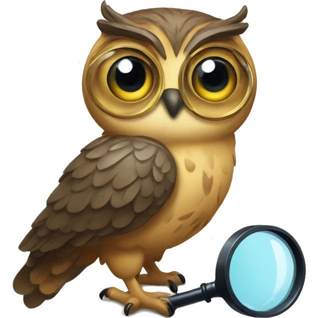 owl using a magnifying glass emoji