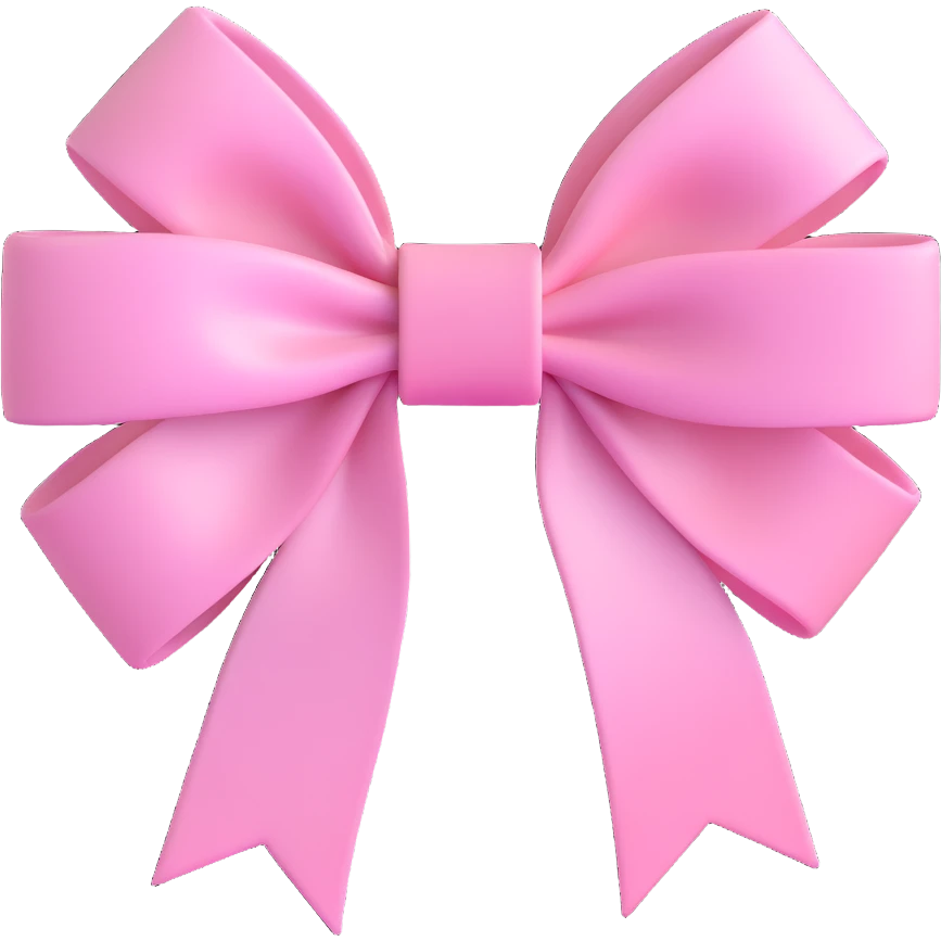 3D emoji style bow, light pink, frosted glass effect emoji