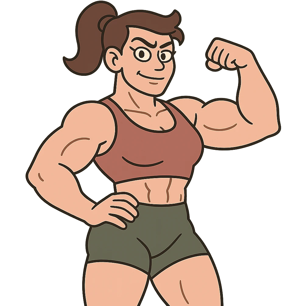 muscular woman, cartoon style, strong pose emoji