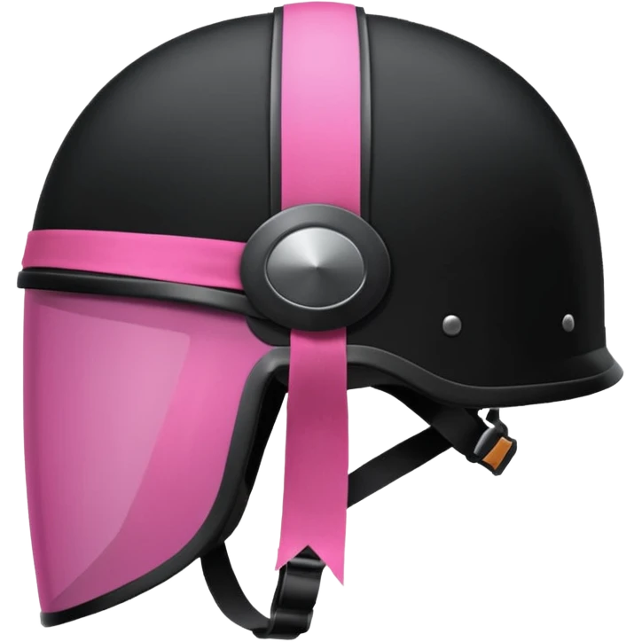 Rider helmet black matte at the back theres ribbon attached for female rider emoji