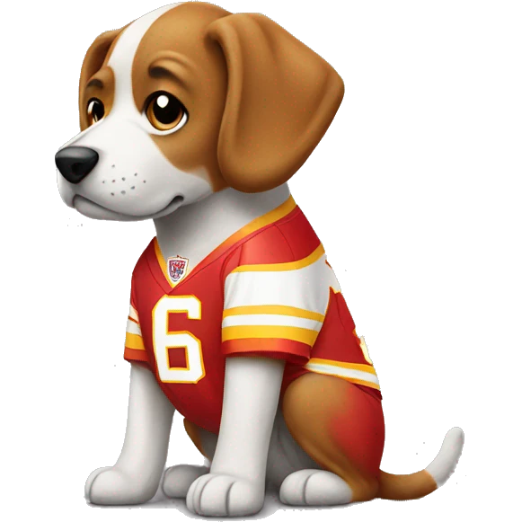 Dog wearing chiefs jersey emoji