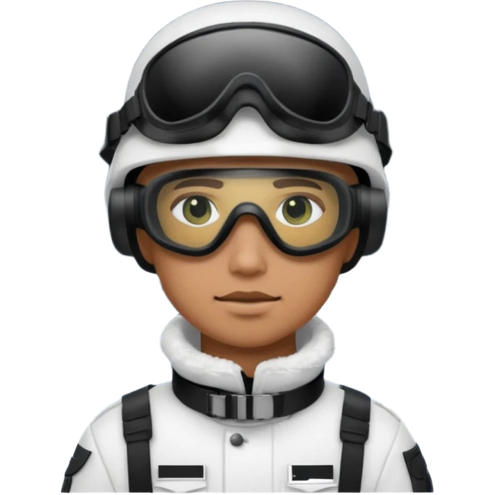 A brutal Finnish modern soldier in a white snow uniform. with black night vision goggles emoji