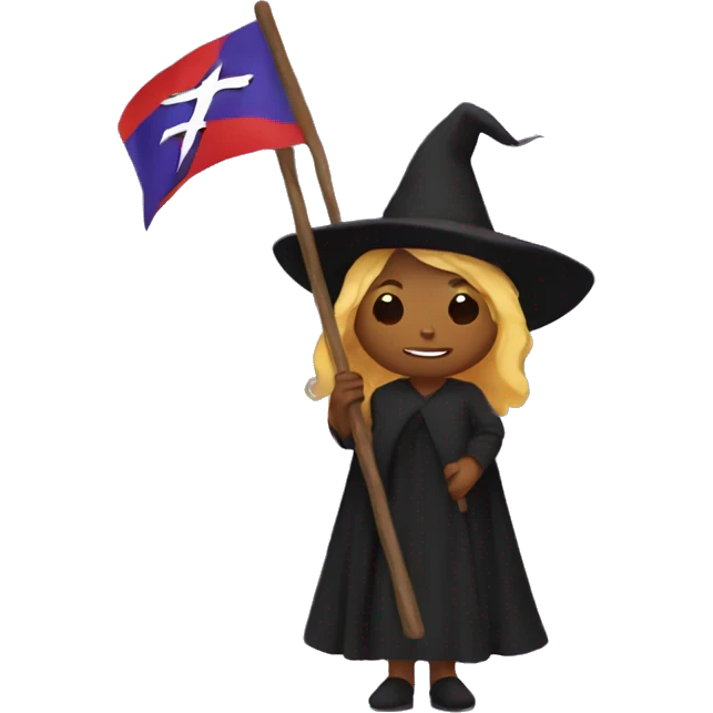 Witch holding feminism flag emoji