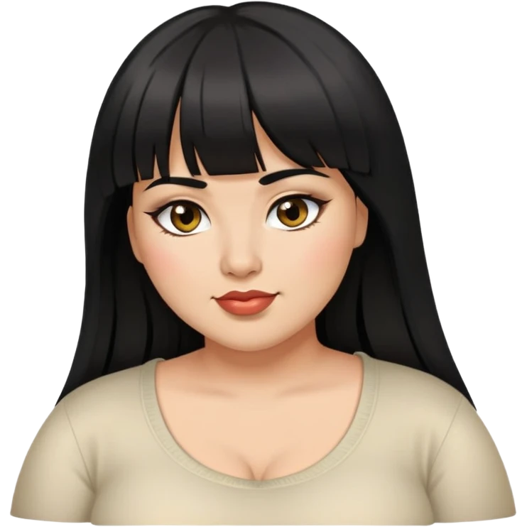 Latina female with bangs black long hair plus size eye winking emoji