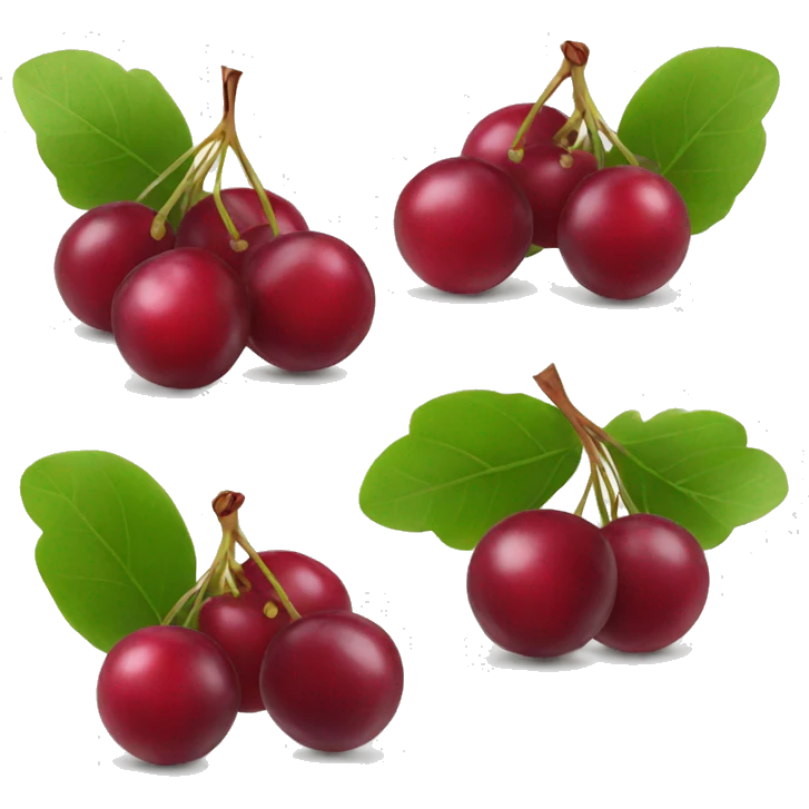 5 cranberries with leaves emoji