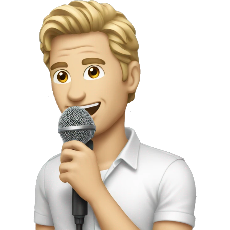 white man singer with microphone emoji