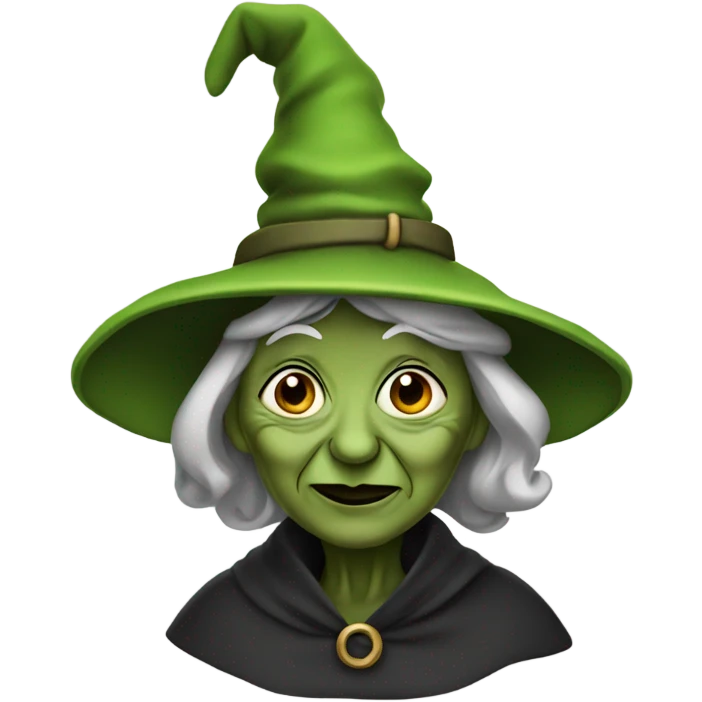 green-skinned old woman in witch hat emoji