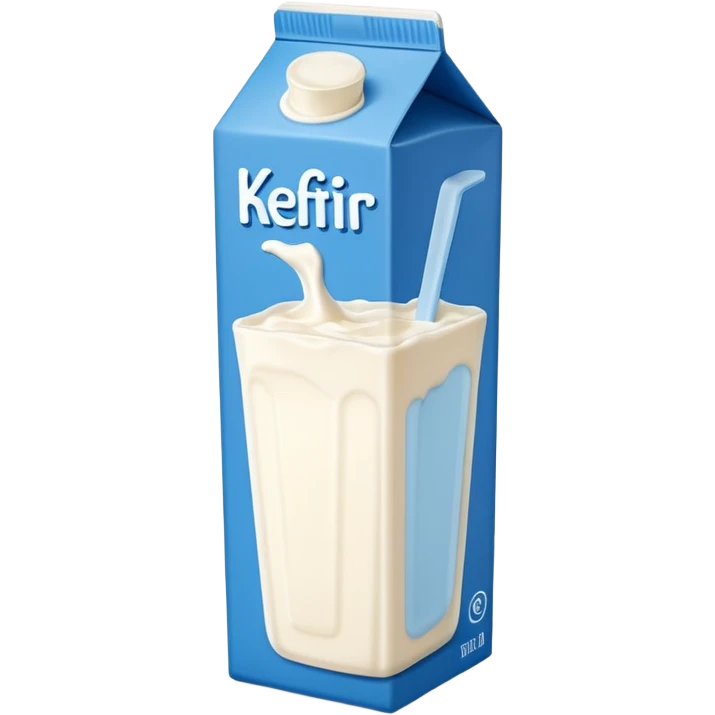 Fermented drinkable yoghurt-milk drink kefir in a tall white and blue carton   emoji