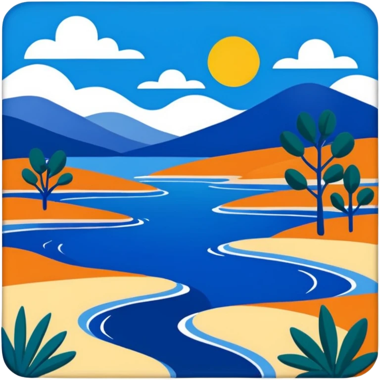 Matisse style BLUE abstract art landscape emoji