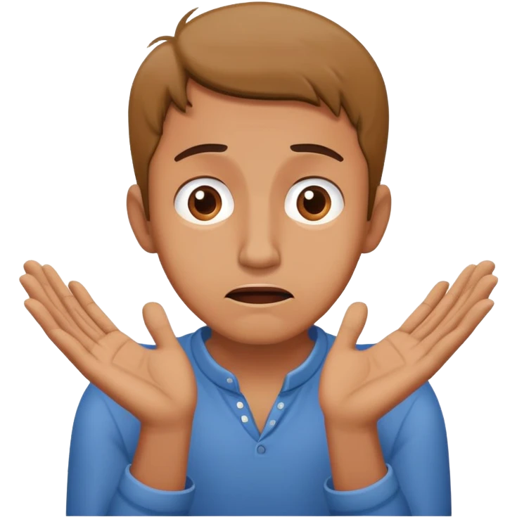 anxious man with hands outstretched in begging position with worried fearful expression emoji