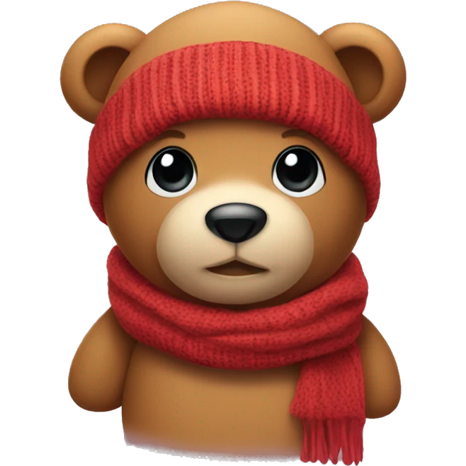 Teddy bear with beanie and scarf emoji
