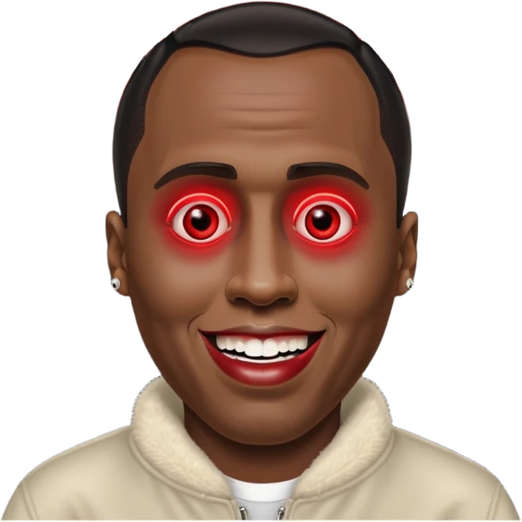 Sean Diddy Combs with red laser eyes and a very creepy, wide smile with the text “GOOD. NIGHT.” emoji
