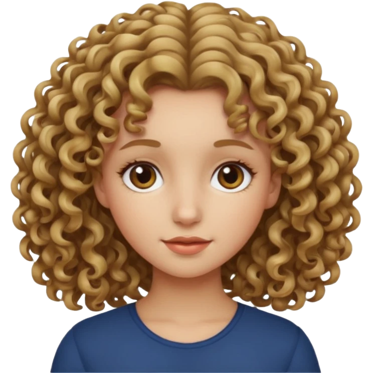 a girl with hair dark blonde and curly emoji