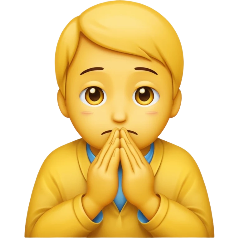 a sad emoji face with praying hands emoji