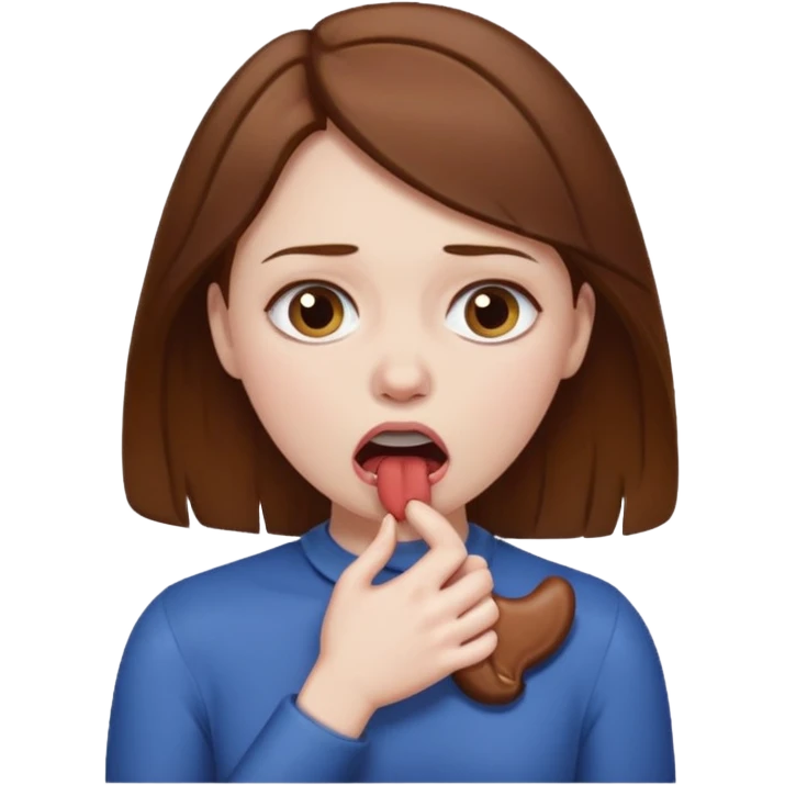 woman with brown hair choking herself out emoji