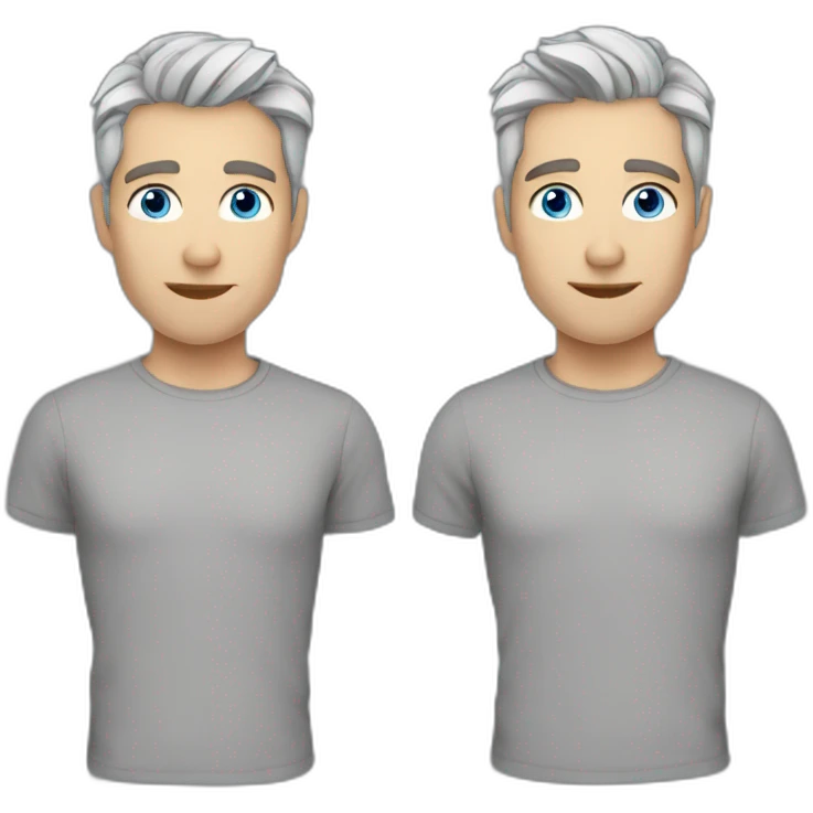 Scandinavian man blue eyes grey hair, short hair on the sides, more hair on the top large lips emoji