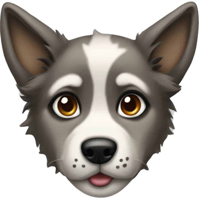 a wolf-like puppy with black hair on its ears emoji