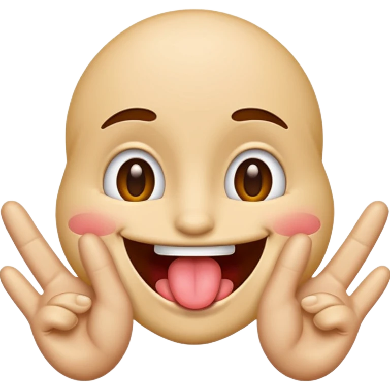 Emoji with tongue out and hands on both sides emoji