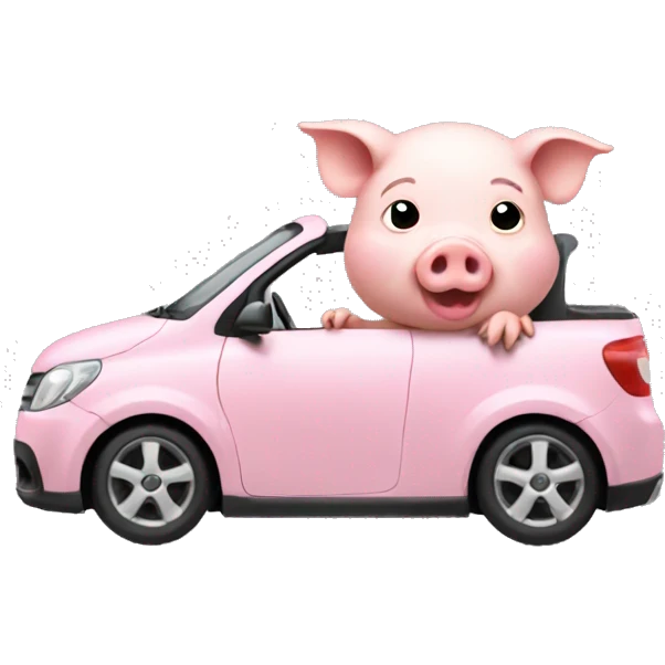 Pig driving car emoji