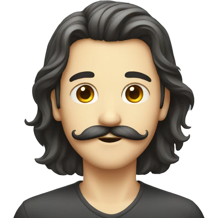 Long hair boy and moustache emoji