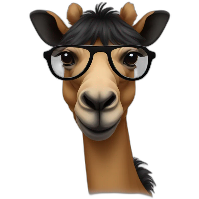 Anthro black fur camel with glasses emoji