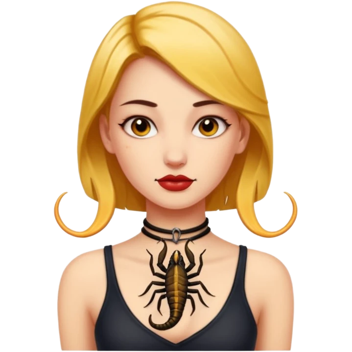 Girl having Scorpion Tattoo on the neck. emoji