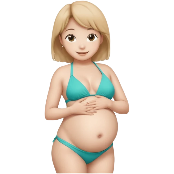 pregnant jungkook in a bikini holding his belly  emoji