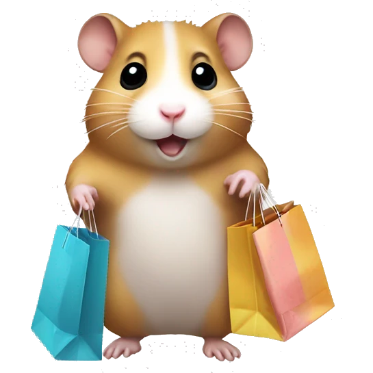 Hamster with shopping bags emoji