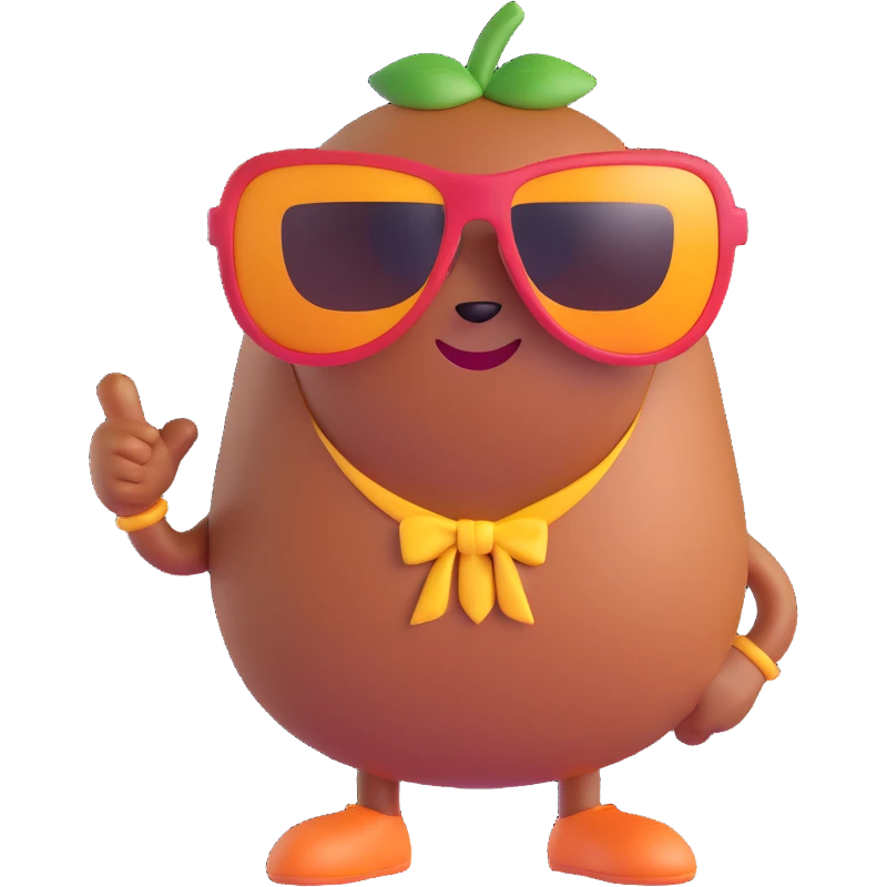 a cool bean character wearing sunglasses with a confident pose fun and playful emoji