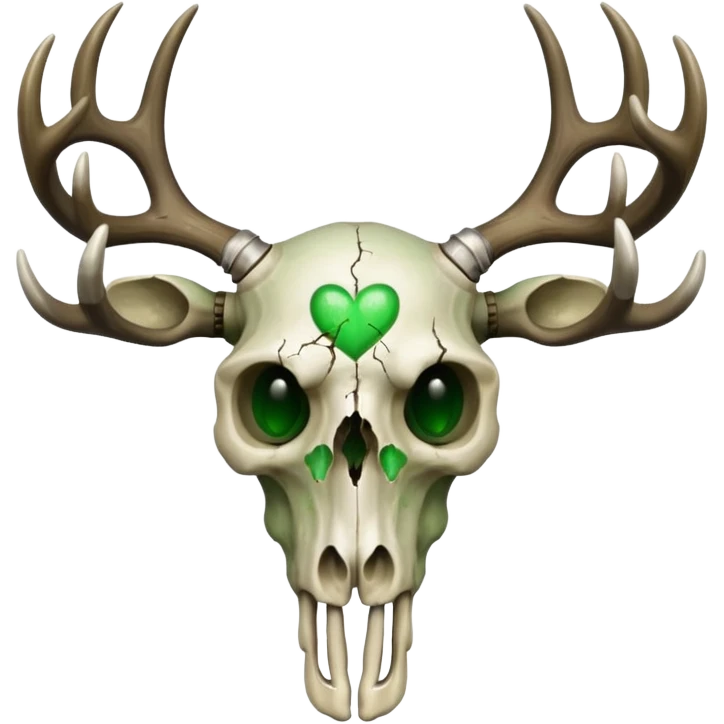 Deer skull with green heart eyes emoji