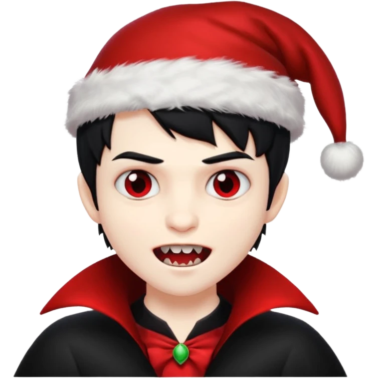 Vampire boy ,Fangs , cHristmas hat ,black hair emoji