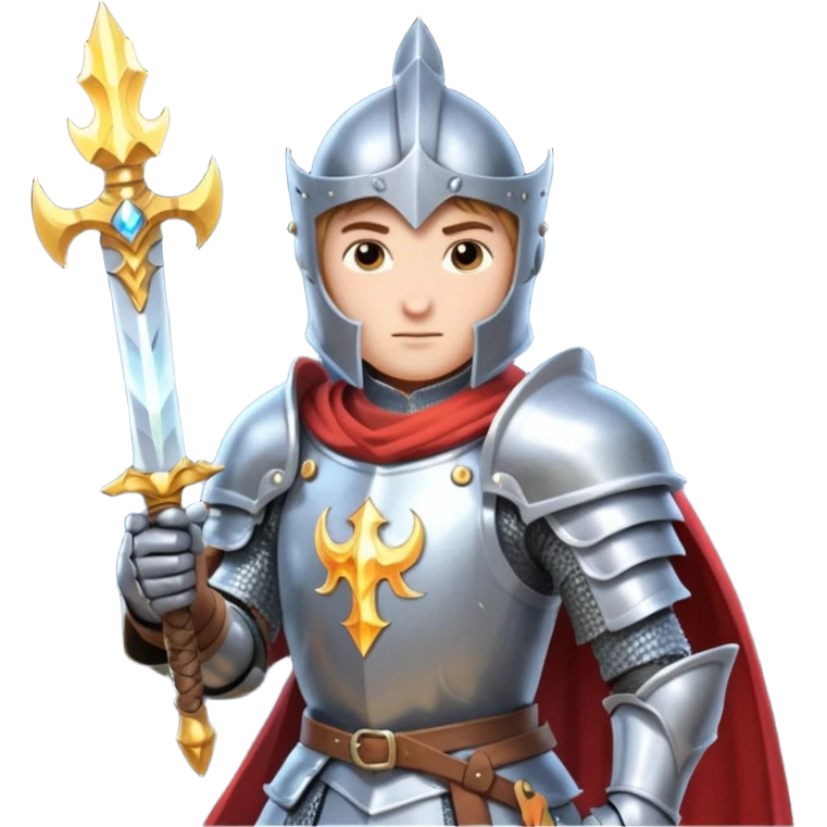Battle mage: a knight in armor wielding both sword and magic emoji