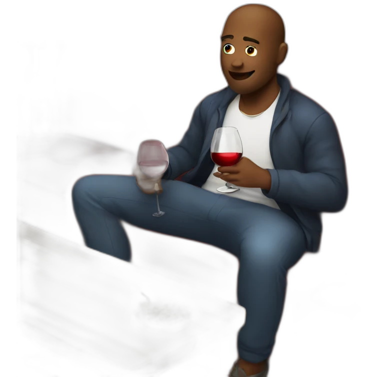 guy on couch drinking wine emoji