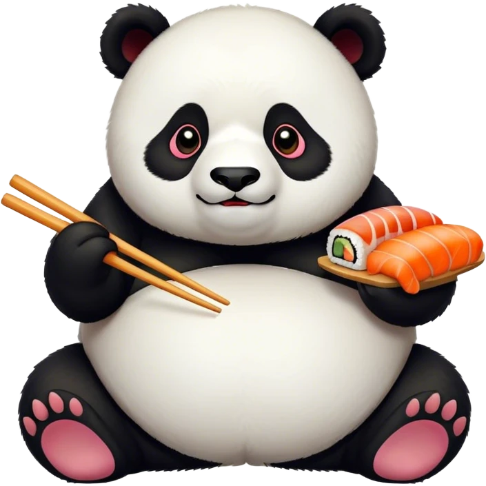 A fat panda eating sushi  emoji