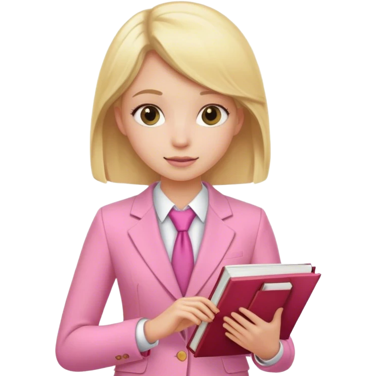 Blond girl pink suit book note  emoji