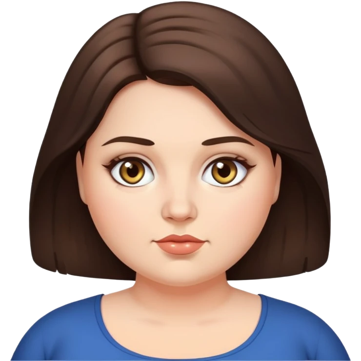 Beautiful kinda fat woman, brunette, grey eyes emoji