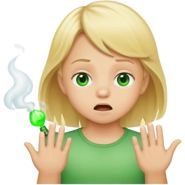 blonde child farting green gas emoji