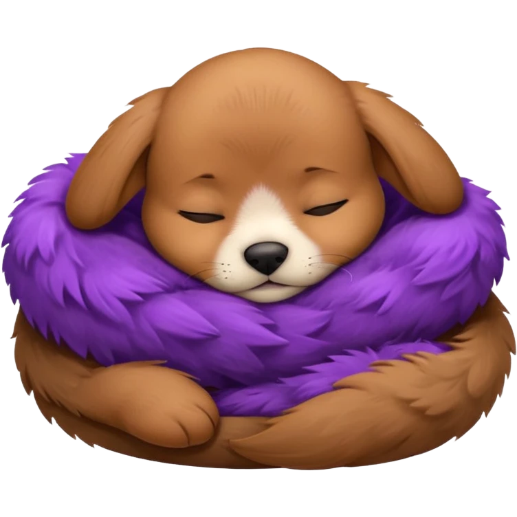 brown puppie sleeping with a purple collar on emoji