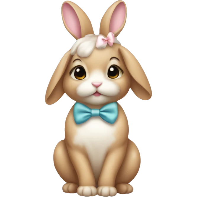 Baby bunny with coquette bow on ear emoji