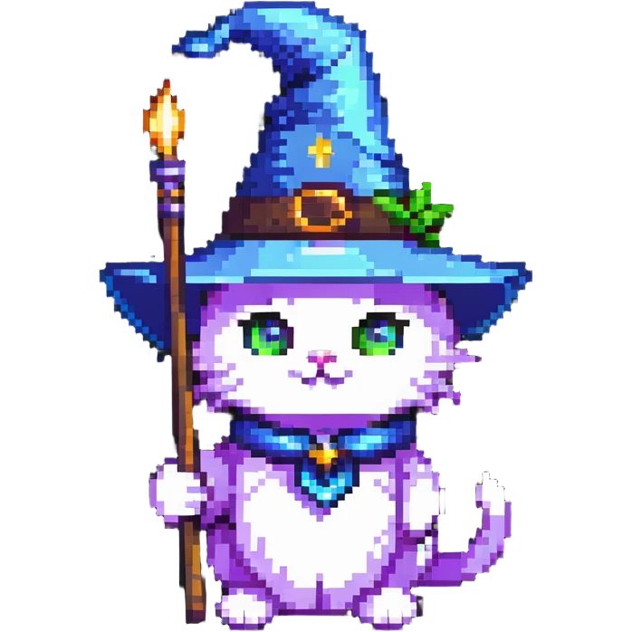 wizard cat with hat and wand emoji